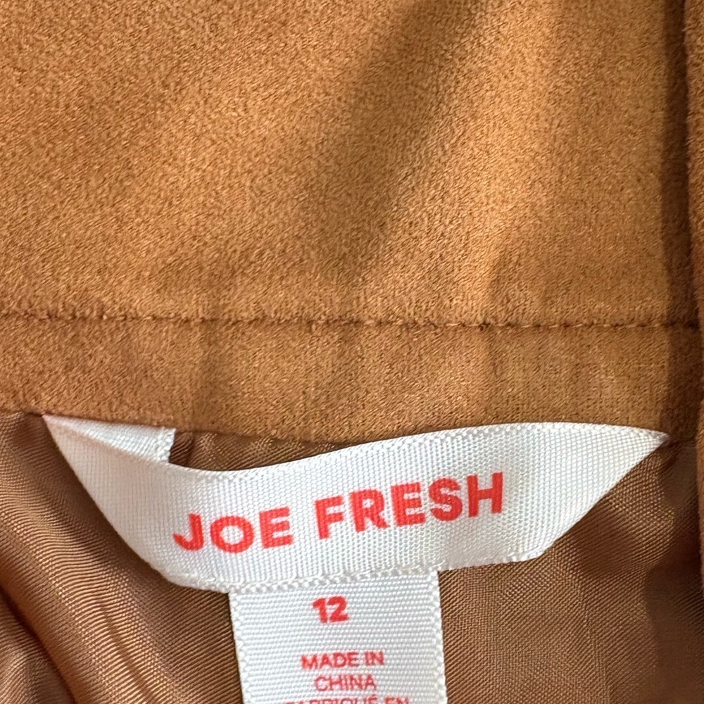 Joe Fresh tan brown faux suede button front skirt size 12 with pockets - Picture 9 of 10